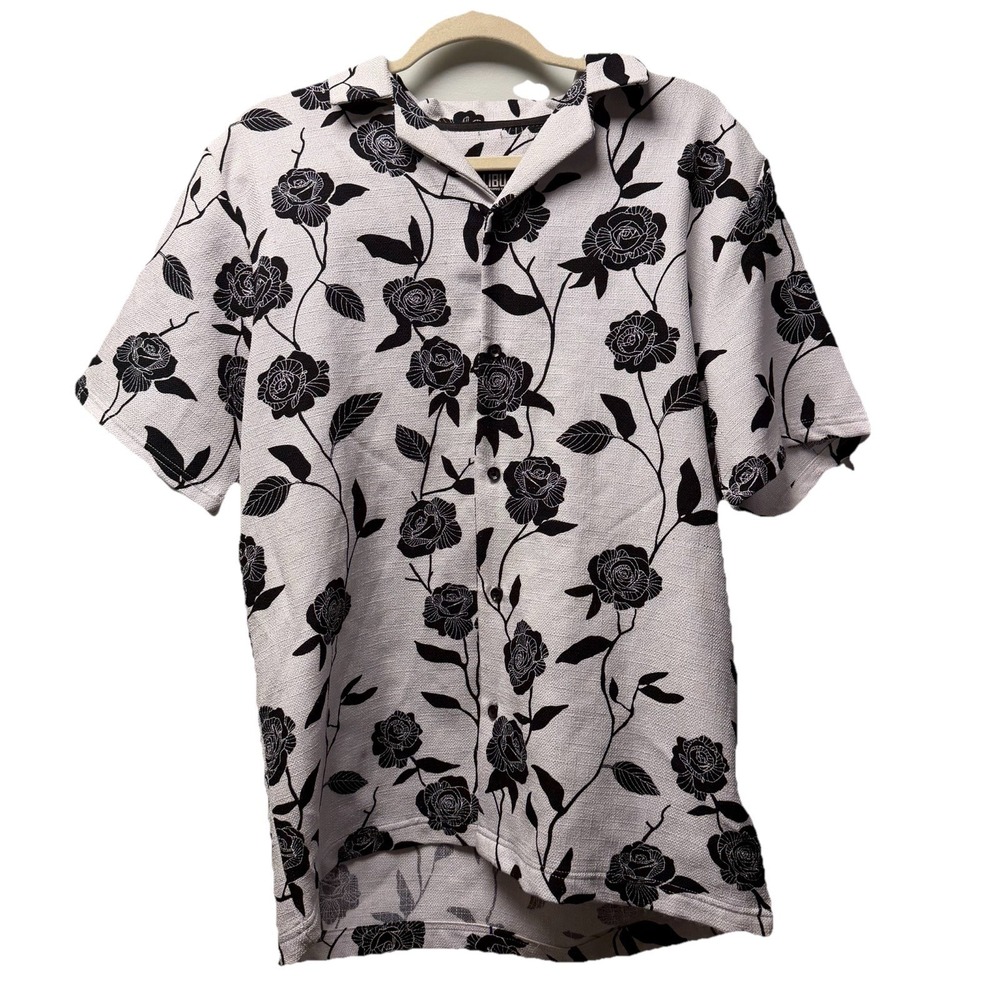 Malibu By Drill Clothing Co. Y2K Monochrome Floral Boho Retro Indie Medium Shirt